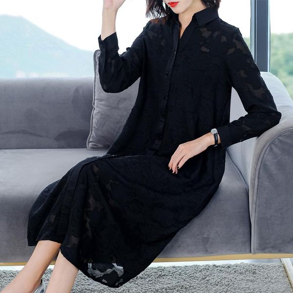 casual dresses coigarsam women dress autumn 2022 office lady korea style long sleeve loose solid single breasted black robe, Black;gray
casual dresses coigarsam women dress autumn 2022 office lady korea style long sleeve loose solid single breasted black robe, Black;gray