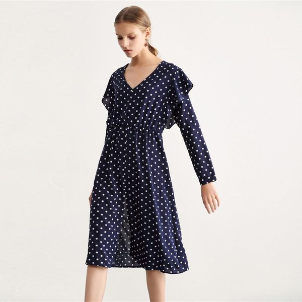 women fashion dot print dress long sleeve v neck midi dresses ladies french elegant knee length 2021 arrival casual, Black;gray
women fashion dot print dress long sleeve v neck midi dresses ladies french elegant knee length 2021 arrival casual, Black;gray