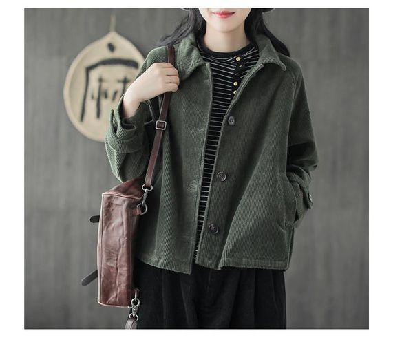 women's jackets japanese mori girl hippie boho autumn female solid color corduroy jacket for women casual cotton vintage clothes invier, Black;brown
women's jackets japanese mori girl hippie boho autumn female solid color corduroy jacket for women casual cotton vintage clothes invier, Black;brown