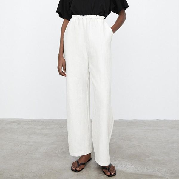 women's pants & capris women linen-blend long trousers white or black elastic high waist loose straight simple ladies wide-leg 2021 aut, Black;white
women's pants & capris women linen-blend long trousers white or black elastic high waist loose straight simple ladies wide-leg 2021 aut, Black;white