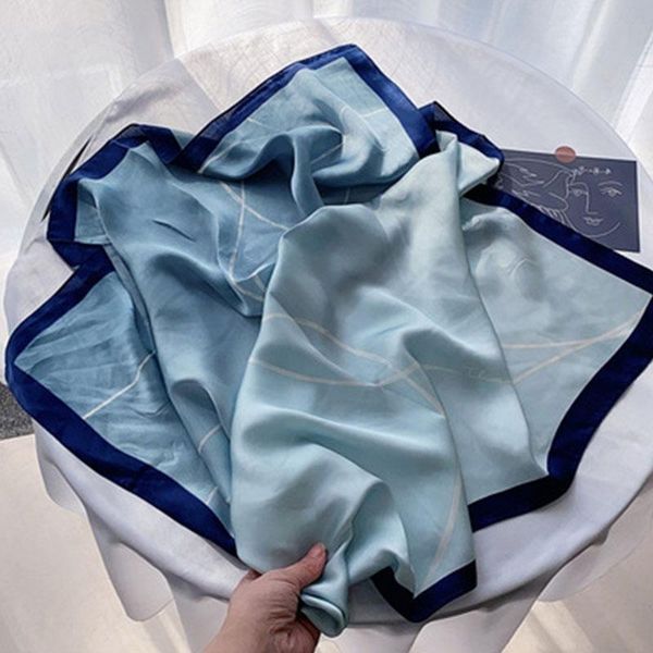 scarves 2021 spring square scarf for women design chain print silk foulard female neckerchief lady bandana luxury, Blue;gray 
scarves 2021 spring square scarf for women design chain print silk foulard female neckerchief lady bandana luxury, Blue;gray