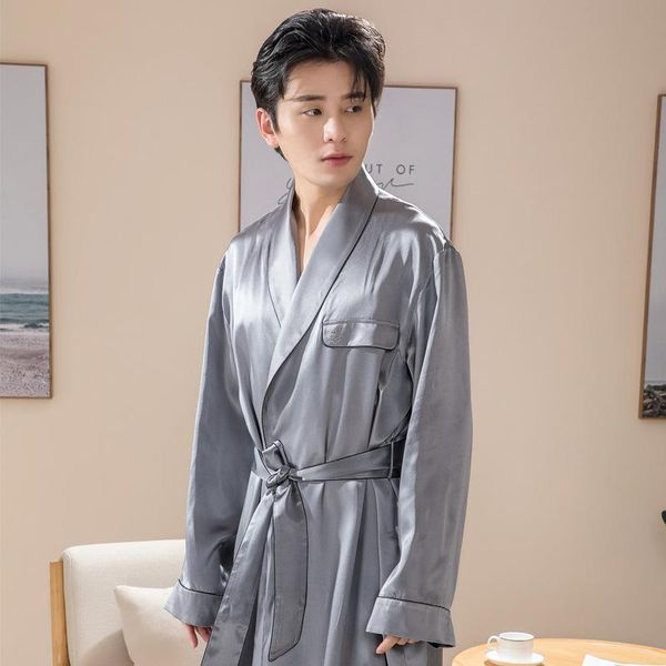 men's sleepwear 2021 summer 100% mulberry silk nightgown men pajama kimono robe male fashion high end pijama home clothes bathrobe, Black;brown
men's sleepwear 2021 summer 100% mulberry silk nightgown men pajama kimono robe male fashion high end pijama home clothes bathrobe, Black;brown