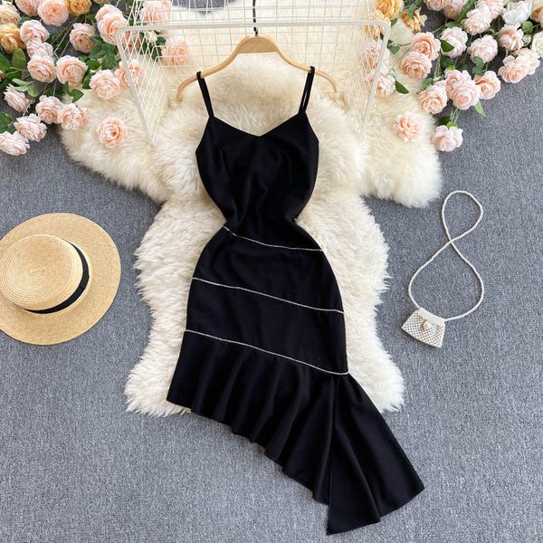 two piece dress v-neck spaghetti strap women's black sleeveless slim high waist decoration irregular ruffles party, White
two piece dress v-neck spaghetti strap women's black sleeveless slim high waist decoration irregular ruffles party, White