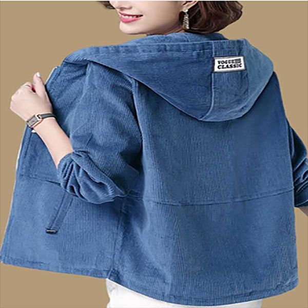 women's jackets 2021 autumn and winter style plus size solid color corduroy hooded short jacket women loose top, Black;brown
women's jackets 2021 autumn and winter style plus size solid color corduroy hooded short jacket women loose top, Black;brown