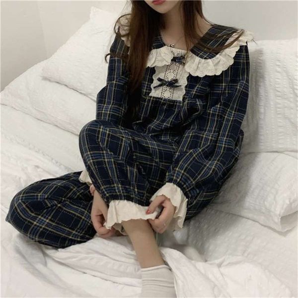 qweek pijama plaid korean pajamas women autumn sleepwear female set lace chic loungewear sweet long sleeve pyjamas suit negligee 210928, Black;red
qweek pijama plaid korean pajamas women autumn sleepwear female set lace chic loungewear sweet long sleeve pyjamas suit negligee 210928, Black;red