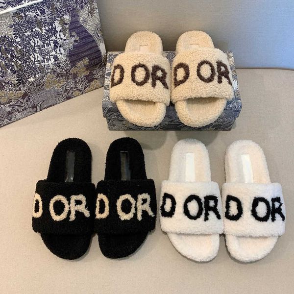 2021 autumn and winter d family lamb letter flat bottom wool ins fashion wear one-line slippers outside, Black
2021 autumn and winter d family lamb letter flat bottom wool ins fashion wear one-line slippers outside, Black