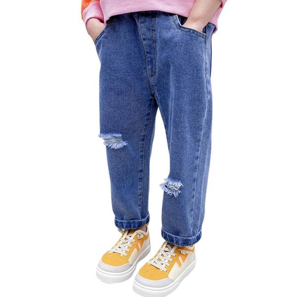 baby girl jeans patchwork toddler with hole kids girls casual style clothes, Blue