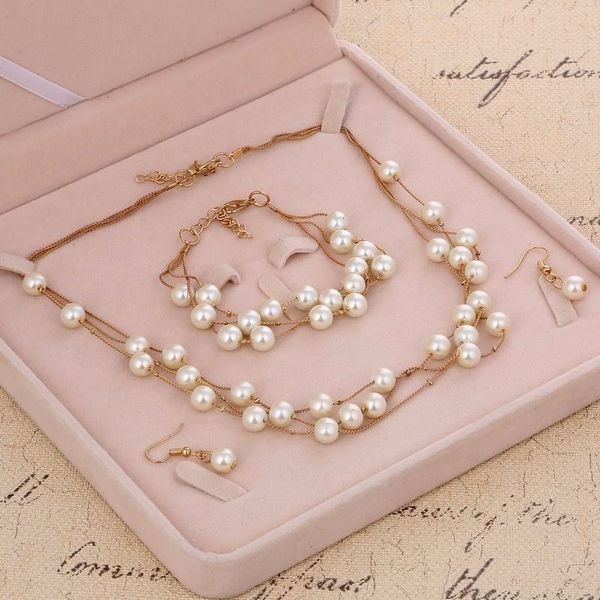 earrings & necklace elegant women wedding bridal jewelry sets multi layer imitation pearl chain bracelet set, Silver
earrings & necklace elegant women wedding bridal jewelry sets multi layer imitation pearl chain bracelet set, Silver