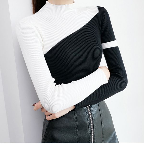 women's sweaters autumn hit color women sweater pullovers winter patchwork half turtleneck knitted 2021 spring fashion pullover female, White;black
women's sweaters autumn hit color women sweater pullovers winter patchwork half turtleneck knitted 2021 spring fashion pullover female, White;black