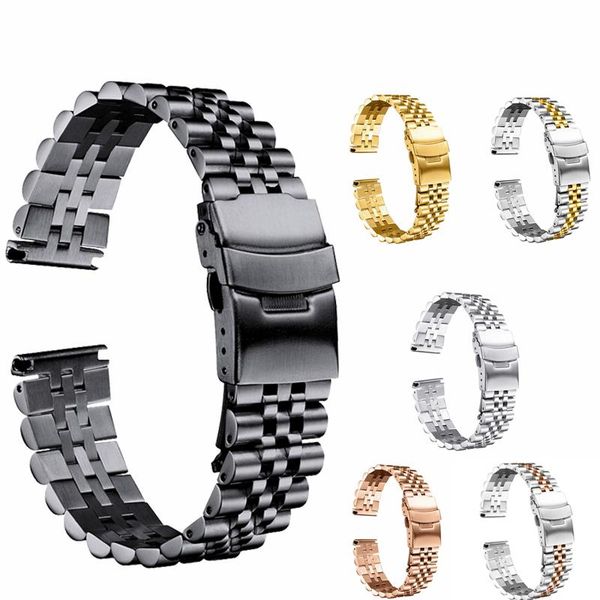 watch bands solid stainless steel band wristband five beads double insurance buckle strap metal watchband bracelet, Black;brown
watch bands solid stainless steel band wristband five beads double insurance buckle strap metal watchband bracelet, Black;brown