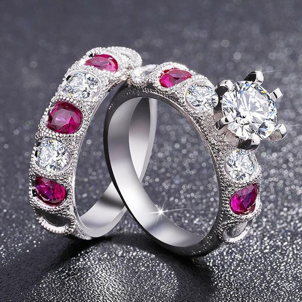 cluster rings exquisite red crystal two-piece engagement ring elegant temperament romantic valentine gift, Golden;silver
cluster rings exquisite red crystal two-piece engagement ring elegant temperament romantic valentine gift, Golden;silver