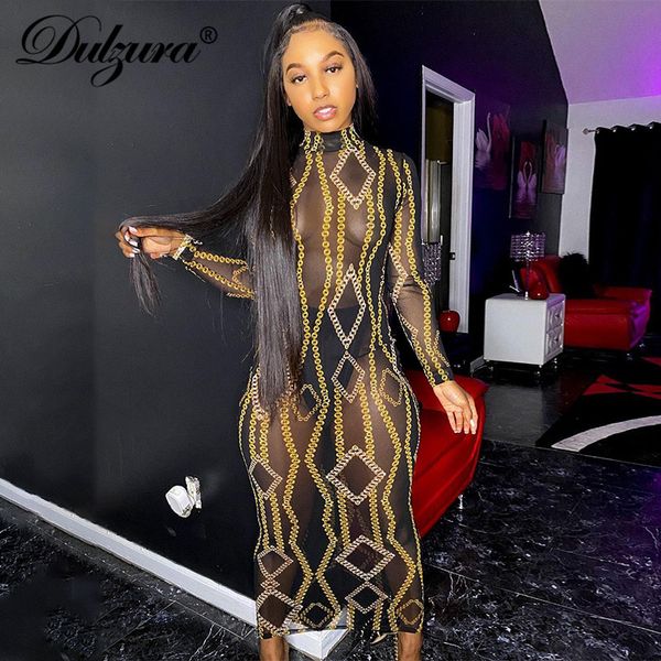 dulzura chain print women mesh long sleeve midi dress slit see through sheer highneck bodycon party club 2021 autumn winter, Black;white
dulzura chain print women mesh long sleeve midi dress slit see through sheer highneck bodycon party club 2021 autumn winter, Black;white