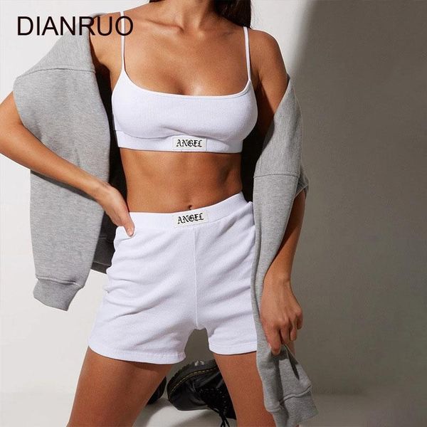 women's tracksuits dianruo knitted 2 pieces sets women cropped and shorts skinny elastic hight waist mini fashion summer streetwear, Gray
women's tracksuits dianruo knitted 2 pieces sets women cropped and shorts skinny elastic hight waist mini fashion summer streetwear, Gray