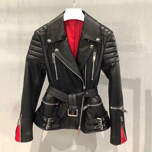 women's leather & faux 2021 brand women coat spring 100% real lambskin windbreak jacket genuine female outerwear, Black
women's leather & faux 2021 brand women coat spring 100% real lambskin windbreak jacket genuine female outerwear, Black