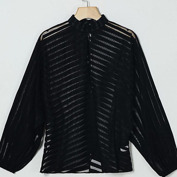 women's blouses & shirts 2021 summer women gauze mesh net blouse shirt sheer long sleeve ladies black round neck see through front holl, White
women's blouses & shirts 2021 summer women gauze mesh net blouse shirt sheer long sleeve ladies black round neck see through front holl, White