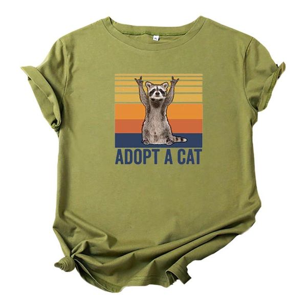 women's t-shirt mikialong adopt a cat t shirt women cartoon raccoon graphic tee cotton short sleeve femme t-shirts casual camisetas muj, White
women's t-shirt mikialong adopt a cat t shirt women cartoon raccoon graphic tee cotton short sleeve femme t-shirts casual camisetas muj, White