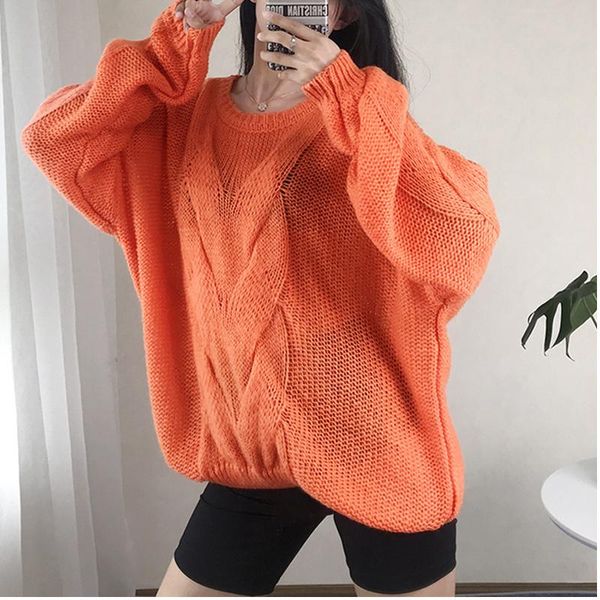 women's sweaters autumn women korean style casual o-neck solid soft warm over size loose knitted pullovers, White;black
women's sweaters autumn women korean style casual o-neck solid soft warm over size loose knitted pullovers, White;black