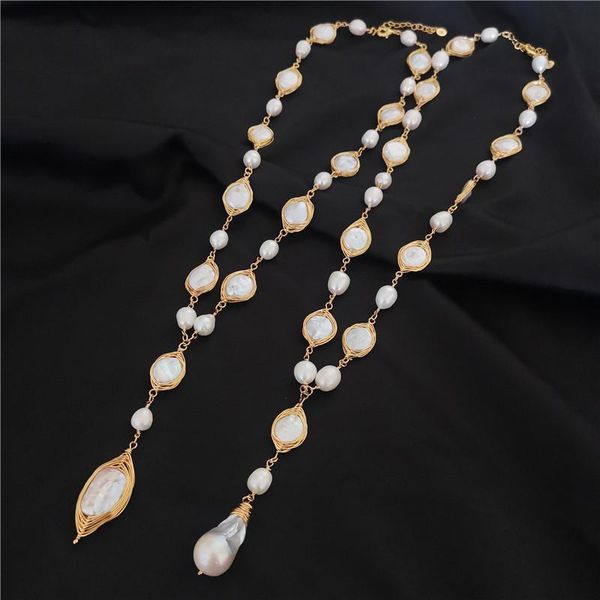 pendant necklaces fashion exaggeration gold wire weaving freshwater pearl medium long necklace sweater chain feminine temperament, Silver
pendant necklaces fashion exaggeration gold wire weaving freshwater pearl medium long necklace sweater chain feminine temperament, Silver