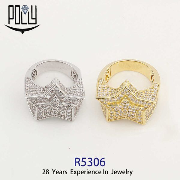 925 sterling silver zircon hip hop pentagram star ring tide brand hip hop diamond ring r5306, Golden;silver
925 sterling silver zircon hip hop pentagram star ring tide brand hip hop diamond ring r5306, Golden;silver