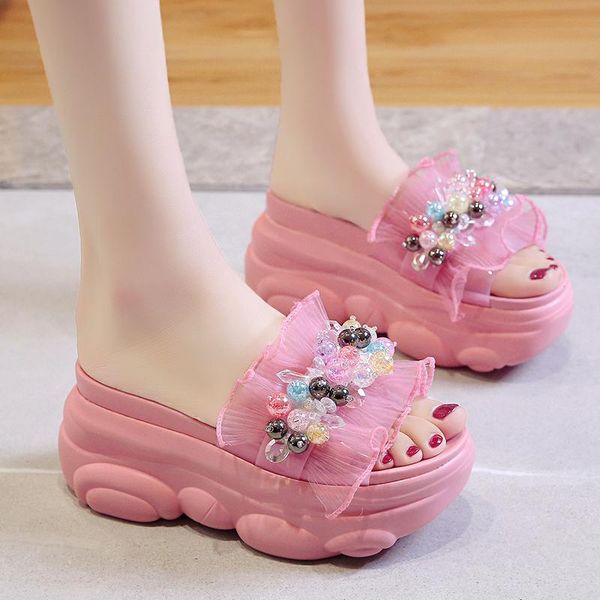 slippers colorful rhinestone platform women transparent wedge summer sandals sweet candy colors beach thick sole slides, Black
slippers colorful rhinestone platform women transparent wedge summer sandals sweet candy colors beach thick sole slides, Black