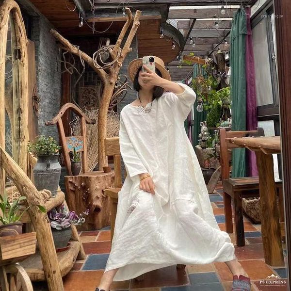 casual dresses qpfjqd ladies autumn summer linen embroidred white dress chinese style women retro flax long robe full sleeve, Black;gray
casual dresses qpfjqd ladies autumn summer linen embroidred white dress chinese style women retro flax long robe full sleeve, Black;gray
