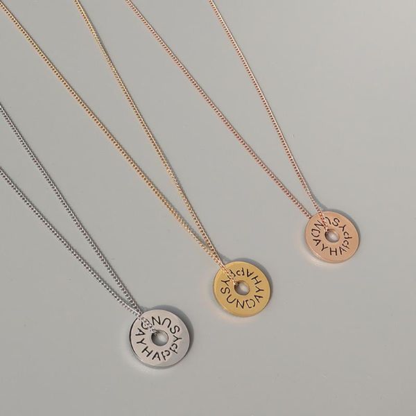 pendant necklaces ins round card letter necklace for women titanium steel french clavicle choker chain jewelry trendy collier wholesale, Silver
pendant necklaces ins round card letter necklace for women titanium steel french clavicle choker chain jewelry trendy collier wholesale, Silver
