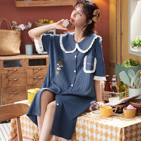 women's sleepwear spring summer cartoon cat print nightdress plus size kawaii doll collar women home wear princess, Black;red
women's sleepwear spring summer cartoon cat print nightdress plus size kawaii doll collar women home wear princess, Black;red