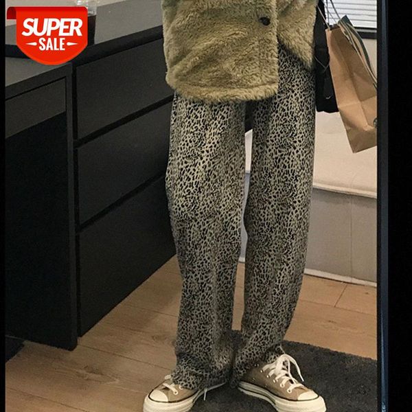 leopard print casual pants waist straight and thin wide-leg trousers all-match women #wf9r, Black;white 
leopard print casual pants waist straight and thin wide-leg trousers all-match women #wf9r, Black;white