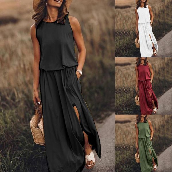 ethnic clothing solid fashion women's pockets dress summer women casual sleeveless o-neck split long maxi floor-length dresses robe lon, Red
ethnic clothing solid fashion women's pockets dress summer women casual sleeveless o-neck split long maxi floor-length dresses robe lon, Red