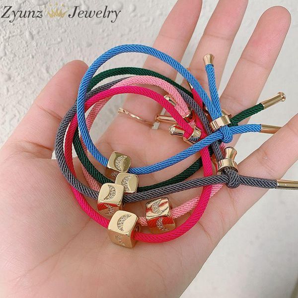 charm bracelets 10pcs, gold color crescent moon engraved cord thread string rope cz paved square dice connector beads women, Golden;silver
charm bracelets 10pcs, gold color crescent moon engraved cord thread string rope cz paved square dice connector beads women, Golden;silver