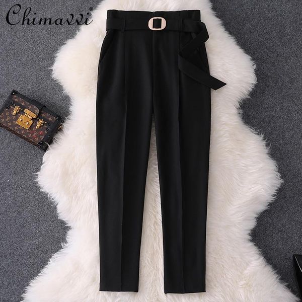 women's pants & capris high waist lace-up draping cropped feminine 2021 spring womens clothing harem drainpipe suit slim business, Black;white
women's pants & capris high waist lace-up draping cropped feminine 2021 spring womens clothing harem drainpipe suit slim business, Black;white