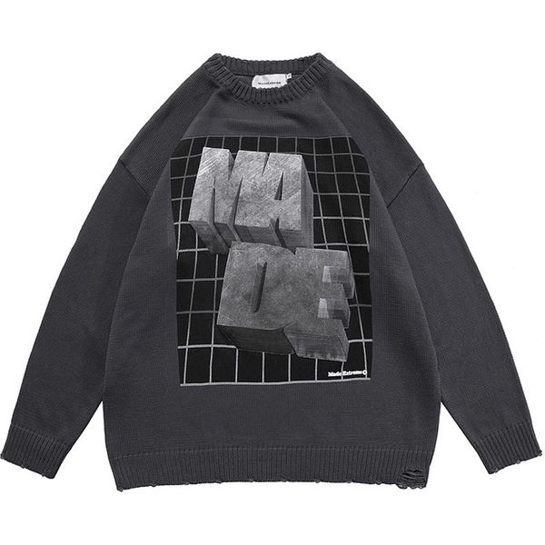 men's sweaters men women plaid letter printed loose hiphop streetwear oversize couple ripped pullovers sweater knitwear, White;black
men's sweaters men women plaid letter printed loose hiphop streetwear oversize couple ripped pullovers sweater knitwear, White;black