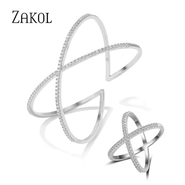 jewelry sets zakol romantic cubic zirconia x shape adjustable bracelet ring set for women fashion cross party wedding anniversary, Black
jewelry sets zakol romantic cubic zirconia x shape adjustable bracelet ring set for women fashion cross party wedding anniversary, Black