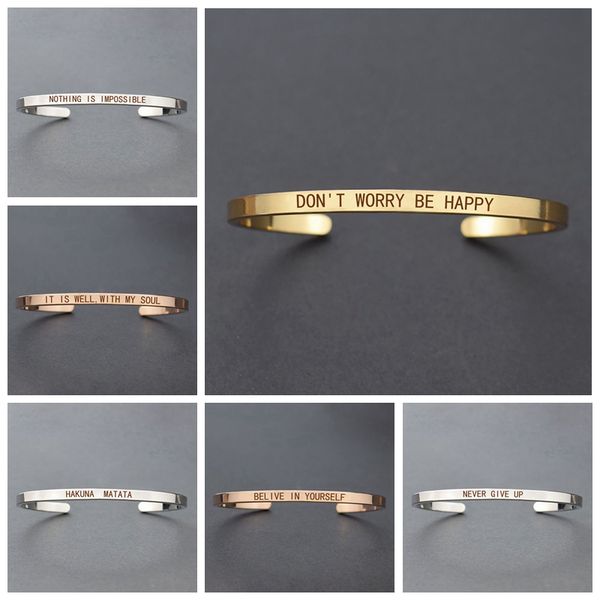 inspirational quotes cuff bracelet " don't worry be happy " metal engraved bracelet bangle fashion jewelry gifts for friends, White
inspirational quotes cuff bracelet " don't worry be happy " metal engraved bracelet bangle fashion jewelry gifts for friends, White