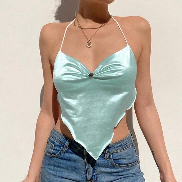 women's tanks & camis halter triangle square scarf v-neck vest sleeveless backless satin wavy edge hollow fold summer casual wear f, White
women's tanks & camis halter triangle square scarf v-neck vest sleeveless backless satin wavy edge hollow fold summer casual wear f, White