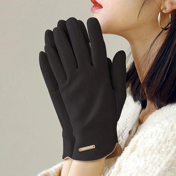 sports gloves woman's winter warm suede leather touch screen driving female's cold plus velvet thick fingerless girls flip cycling, Black
sports gloves woman's winter warm suede leather touch screen driving female's cold plus velvet thick fingerless girls flip cycling, Black