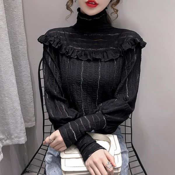 women's blouses & shirts women 2021 spring fashion lace bottoming female solid color pullover ladies turtleneck loose u325, White
women's blouses & shirts women 2021 spring fashion lace bottoming female solid color pullover ladies turtleneck loose u325, White