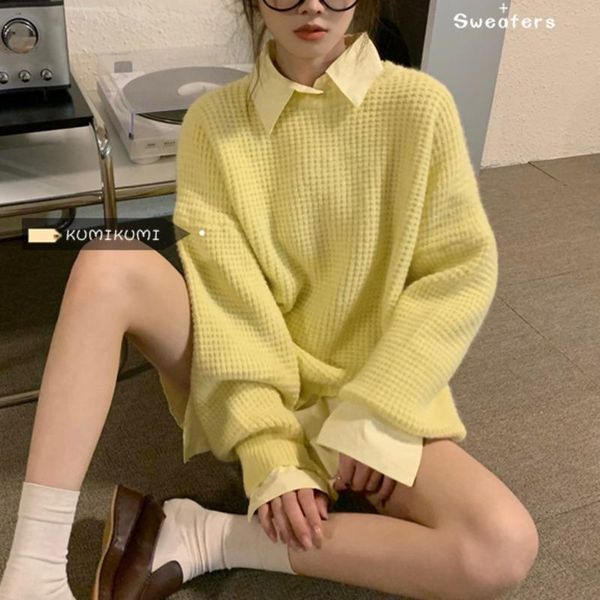 women's sweaters small man wearing thickened pullover loose sweater autumn winter design sense long sleeve casual women, White;black
women's sweaters small man wearing thickened pullover loose sweater autumn winter design sense long sleeve casual women, White;black