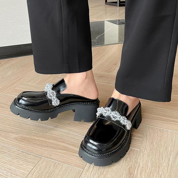 vintage soft genuine leather shoes for women platform round toe shallow working basic woman heel dress, Black
vintage soft genuine leather shoes for women platform round toe shallow working basic woman heel dress, Black