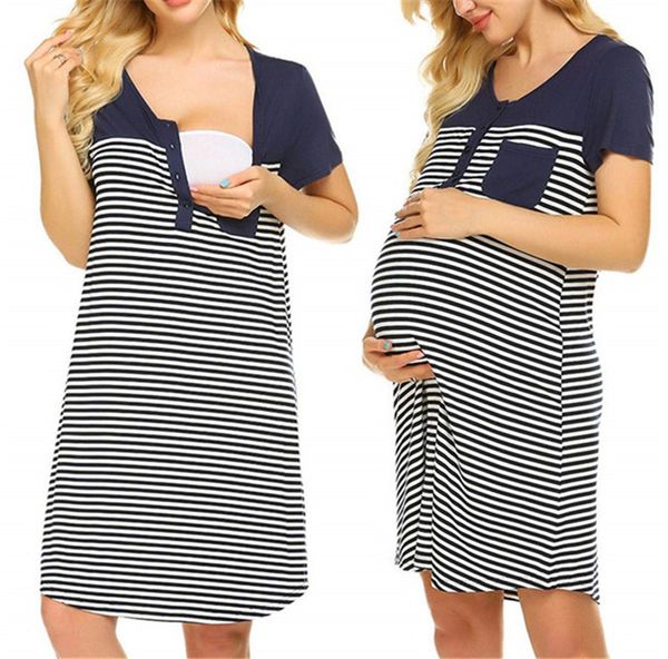 maternity dress maternity clothes nursing pajamas nightgown short sleeve breastfeeding striped pregnant women nightwear sleepwear, White
maternity dress maternity clothes nursing pajamas nightgown short sleeve breastfeeding striped pregnant women nightwear sleepwear, White
