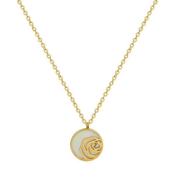 pendant necklaces 1pc white shell rose zircon necklace titanium steel clavicle chain, Silver
pendant necklaces 1pc white shell rose zircon necklace titanium steel clavicle chain, Silver