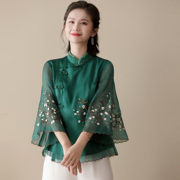 women's blouses & shirts blouse ladies tang suit retro chinese style improved fashion stand-up collar buckle age-reducing young zen tea, White
women's blouses & shirts blouse ladies tang suit retro chinese style improved fashion stand-up collar buckle age-reducing young zen tea, White