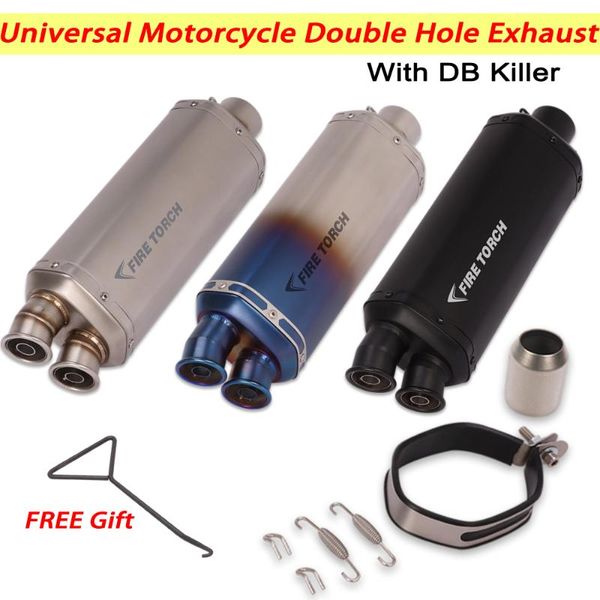 motorcycle exhaust system universal modified double hole muffler with removable db killer for mt-03 msx125 cb300r er6n cbr1000 zx6r r6
motorcycle exhaust system universal modified double hole muffler with removable db killer for mt-03 msx125 cb300r er6n cbr1000 zx6r r6