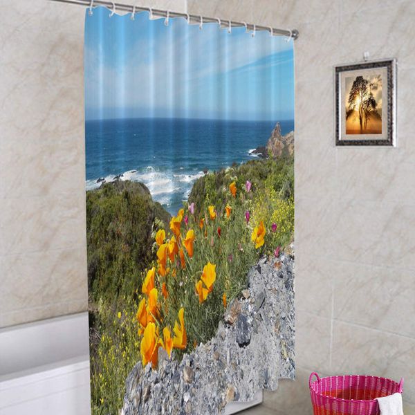 ocean california decorative shower curtain, poppies ocean big california coast orange poppy cute long wide with rust proof
ocean california decorative shower curtain, poppies ocean big california coast orange poppy cute long wide with rust proof