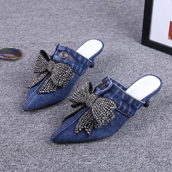 slippers beading bow tie embellished denim pointed slingbacks high heel muller women spring/autumn shoes 2021 paris fashion, Black
slippers beading bow tie embellished denim pointed slingbacks high heel muller women spring/autumn shoes 2021 paris fashion, Black