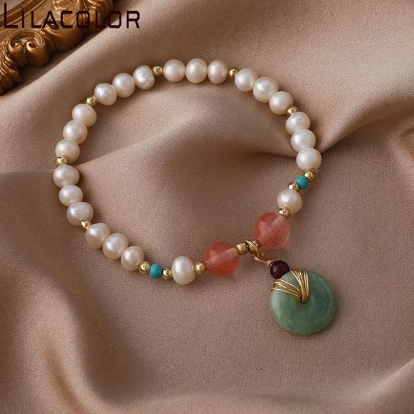 link, chain spring and summer fresh water pearl safety clasp bracelet female original design jade emerald retro gift, Black
link, chain spring and summer fresh water pearl safety clasp bracelet female original design jade emerald retro gift, Black