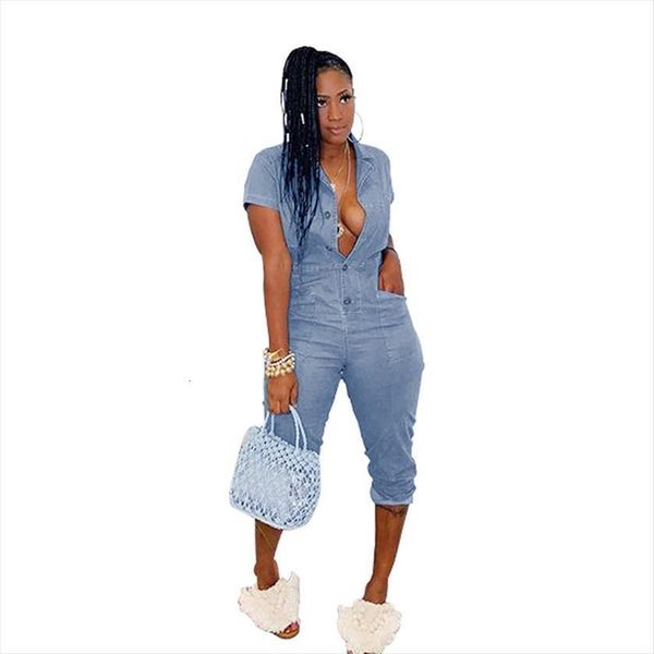 fashion jeans short sleeve womens jumpsuit button half elastic waist cropped trousers casual denim romper overalls, Black;white
fashion jeans short sleeve womens jumpsuit button half elastic waist cropped trousers casual denim romper overalls, Black;white