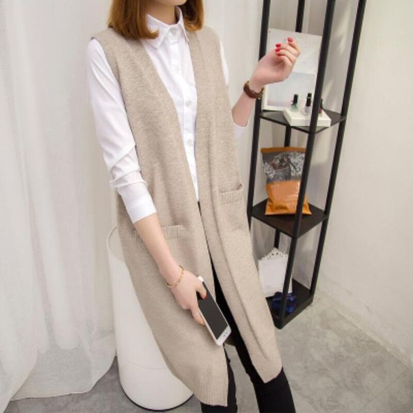 women's vests 2021 autumn sleeveless cardigan knitted sweater vest women office lady long female solid color waistcoat ladies outerwear, Black;white
women's vests 2021 autumn sleeveless cardigan knitted sweater vest women office lady long female solid color waistcoat ladies outerwear, Black;white