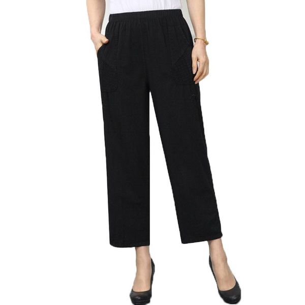 women's pants & capris 2021 female middle-aged elderly loose straight nine-minute trousers summer high waist purified cotton embroidere, Black;white
women's pants & capris 2021 female middle-aged elderly loose straight nine-minute trousers summer high waist purified cotton embroidere, Black;white