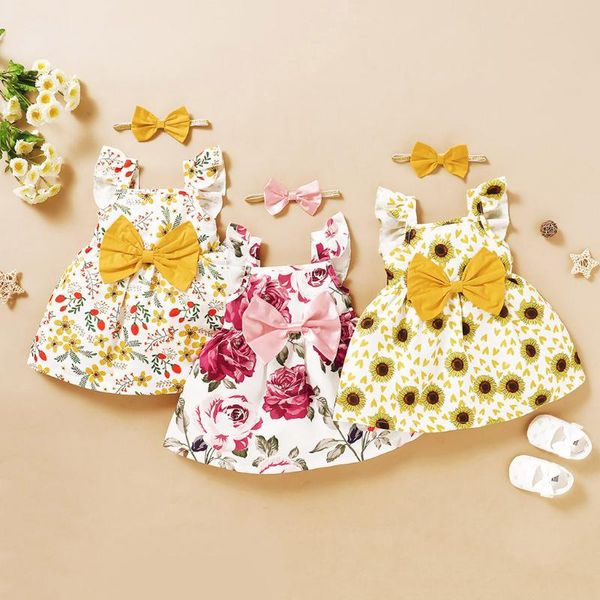 summer baby girls dress sleeveless cute clothes sunflower print princess big bow kids clothing girl's dresses, Red;yellow
summer baby girls dress sleeveless cute clothes sunflower print princess big bow kids clothing girl's dresses, Red;yellow